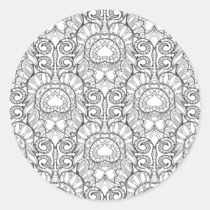 Peacock Feather Pattern Doodle Classic Round Sticker