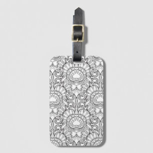 Peacock Feather Pattern Doodle Luggage Tag