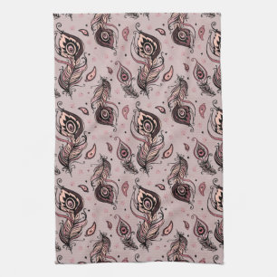 Peacock feather pattern kitchen towel