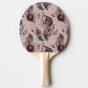 Peacock feather pattern ping pong paddle