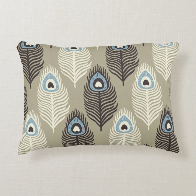 Peacock feather pattern, vintage style. accent pillow (Front)