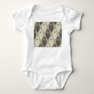 Peacock feather pattern, vintage style. baby bodysuit