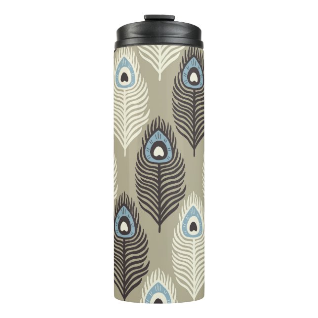 Peacock feather pattern, vintage style. thermal tumbler (Front)