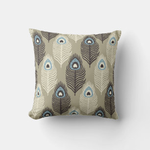Peacock feather pattern, vintage style. throw pillow