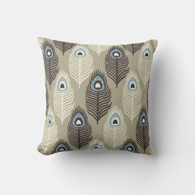 Peacock feather pattern, vintage style. throw pillow (Front)