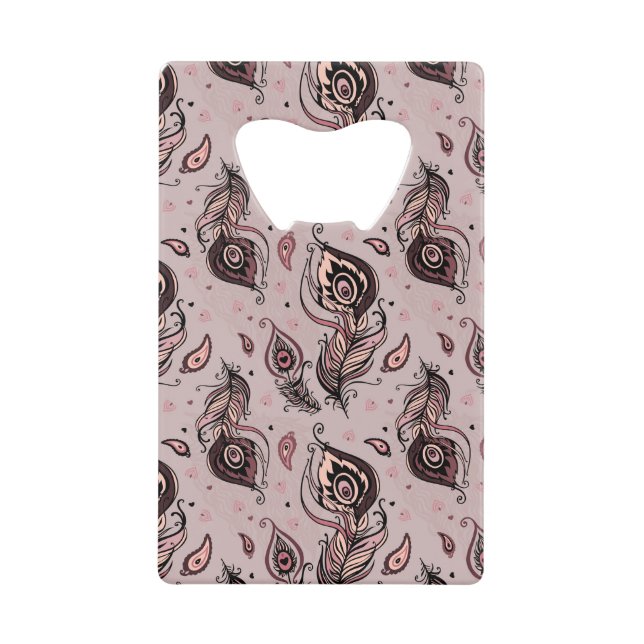 Peacock feather pattern wallet bottle opener (Front)