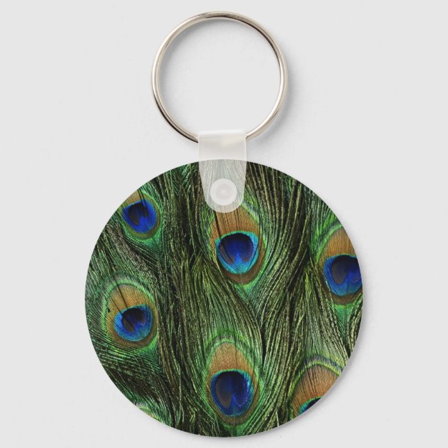 Peacock Feather Print Keychain (Front)