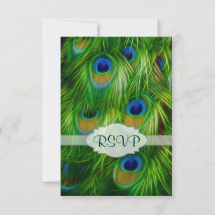 Peacock Feather Print RSVP Card
