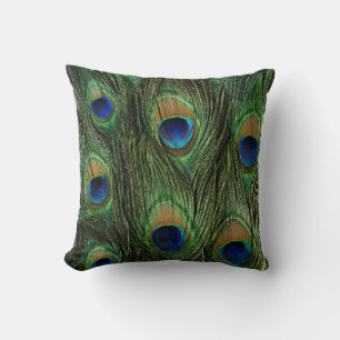 Peacock Feather Print Throw Pillow