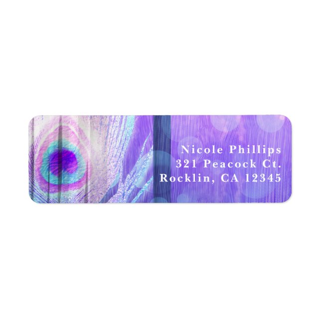 Peacock Feather Purple Glam Boho Party Invitation (Front)