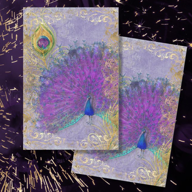 Peacock Feather Purple Gold Foil Baroque Decoupage Tissue Paper (Creator Uploaded)