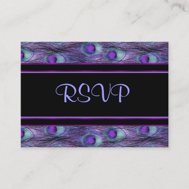 Peacock Feather Purple - RSVP Enclosure Card (Front)