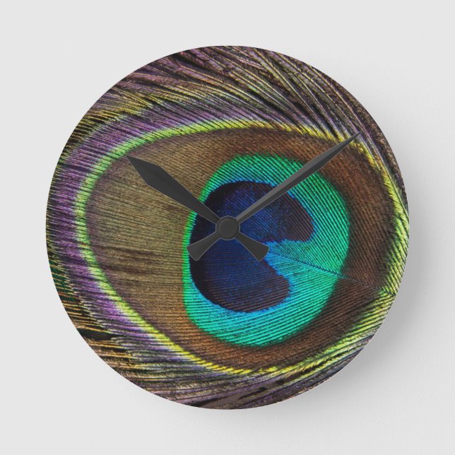 peacock feather round clock (Front)