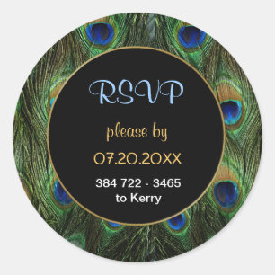 Peacock Feather RSVP Wedding Seal - Customize