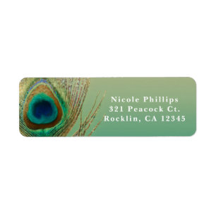 Peacock Feather Sand and Teal Boho Glam Invitation