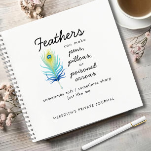 Peacock Feather Sassy Motivational Quote Journal