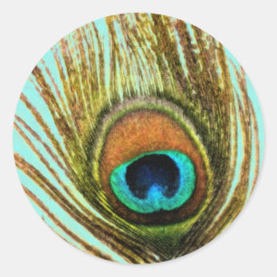 Peacock Feather Set 1107 Classic Round Sticker