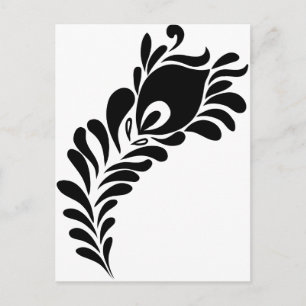 Peacock Feather Silhouette Postcard