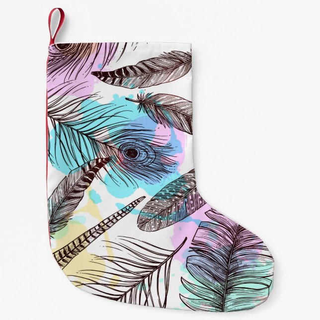 Peacock Feather Small Christmas Stocking (Front)