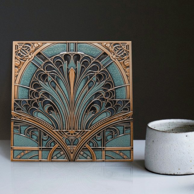 Peacock Feather Symbolism Belle Epoque Art Deco Tile (Creator Uploaded)