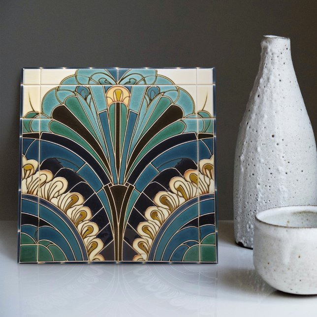 Peacock Feather Symbolism Belle Epoque Art Deco Tile (Creator Uploaded)