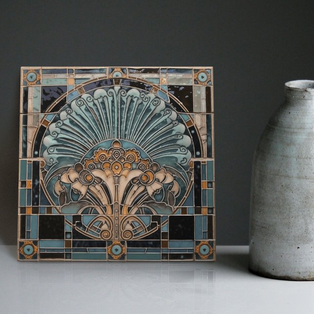 Peacock Feather Symbolism Belle Epoque Art Deco Tile (Creator Uploaded)