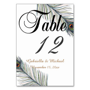 Peacock Feather Table Number