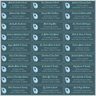 Peacock Feather Teal Modern Wedding Guest Address