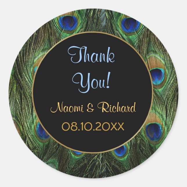 Peacock Feather -Thank You Seal - Customize (Front)