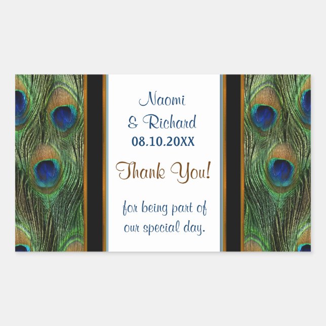 Peacock Feather Thank You Seal - Customize (Front)