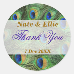 Peacock Feather Thank You Sticker