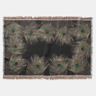 Peacock feather throw blanket
