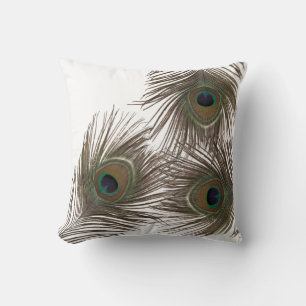 Peacock feather throw pillow