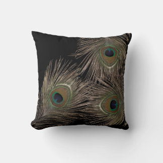 Peacock feather throw pillow