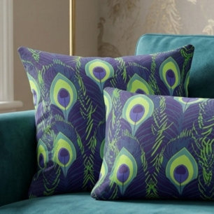 Peacock Feather Throw Pillow
