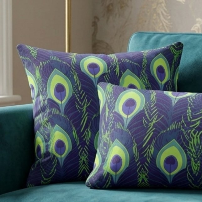 Peacock Feather Throw Pillow (Creator Uploaded)