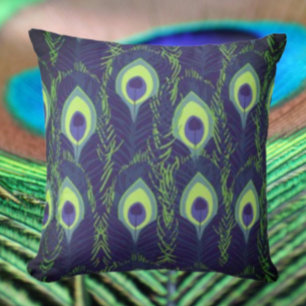 Peacock Feather Throw Pillow