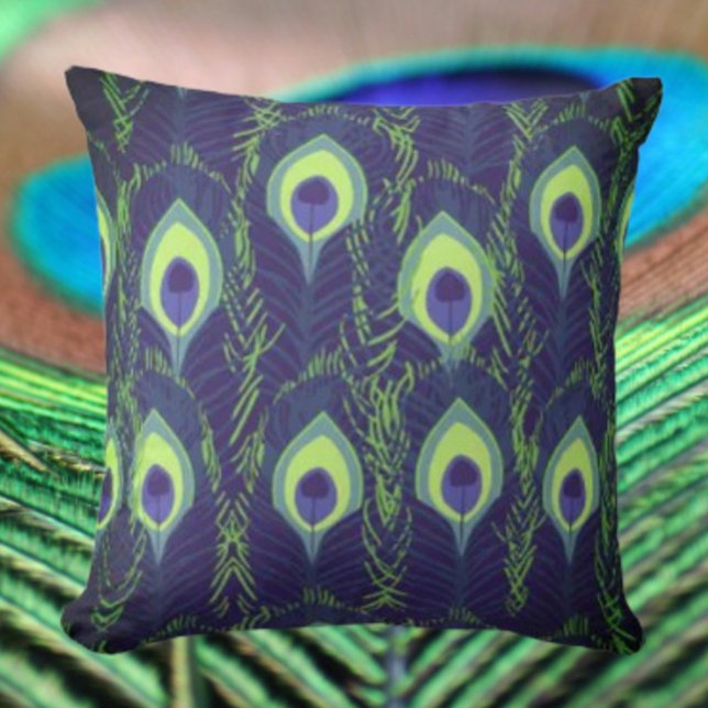 Peacock Feather Throw Pillow (Creator Uploaded)