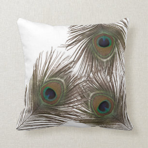 Peacock feather throw pillow