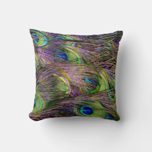 Peacock Feather  Throw Pillow