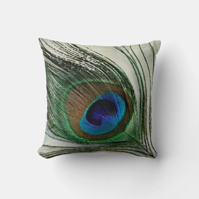 Peacock Feather Throw Pillow (Front)
