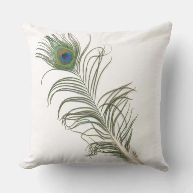 Peacock Feather Throw Pillow (Front)