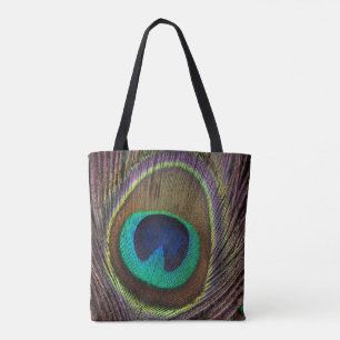 Peacock feather tote bag