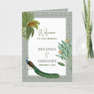 Peacock Feather Tropical Wedding Order of Service Program