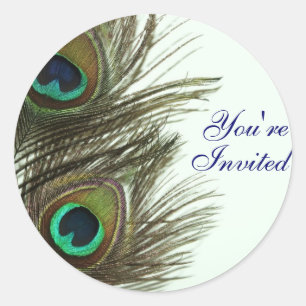 Peacock Feather Vous êtes Invited Envelope Sticker