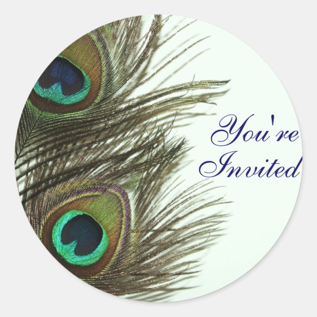 Peacock Feather Vous êtes Invited Envelope Sticker (Devant)