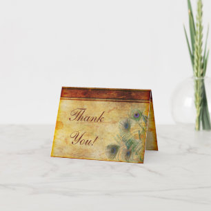 Peacock Feather Wedding Folded Thank You Card