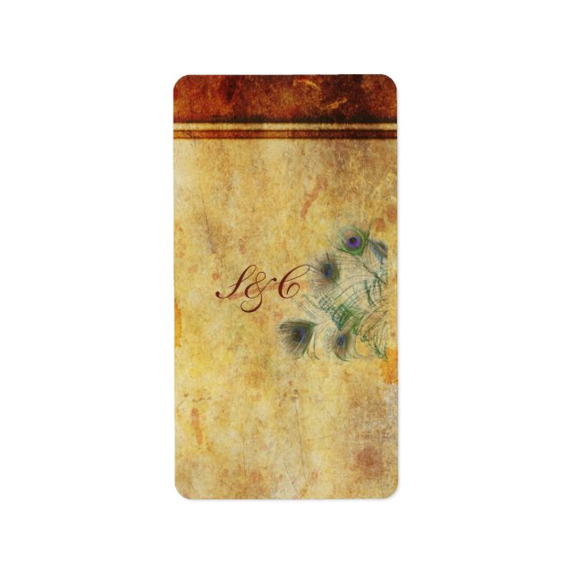 Peacock Feather Wedding Mini Candy Bar Wrapper Label (Front)