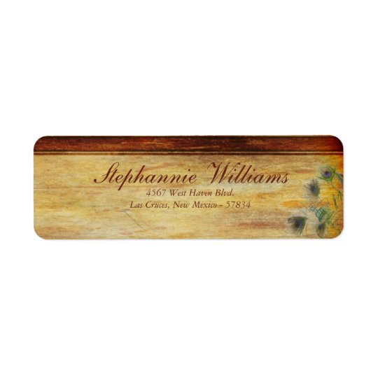 Peacock Feather Wedding Return Address Label