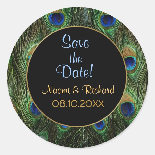 Peacock Feather Wedding Seal - Customize (Front)
